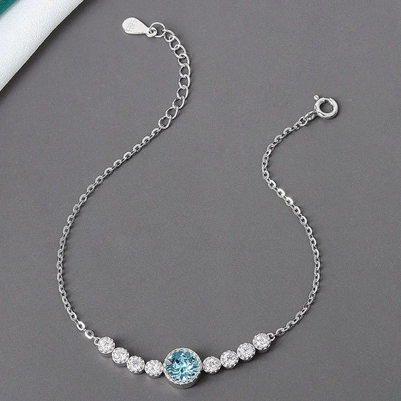 Wholesale Women's S925 Sterling Silver Geometric Pattern Electroplated Bracelet With Austrian Crystal
