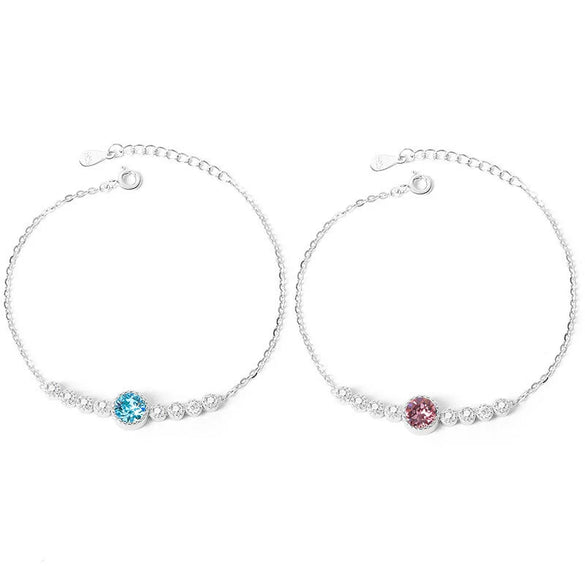 Wholesale Women's S925 Sterling Silver Geometric Pattern Electroplated Bracelet With Austrian Crystal