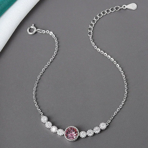 Wholesale Women's S925 Sterling Silver Geometric Pattern Electroplated Bracelet With Austrian Crystal