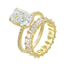 Wholesale Women's S925 Sterling Silver Geometric Pattern Set With Diamonds Ring Set