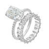 Wholesale Women's S925 Sterling Silver Geometric Pattern Set With Diamonds Ring Set