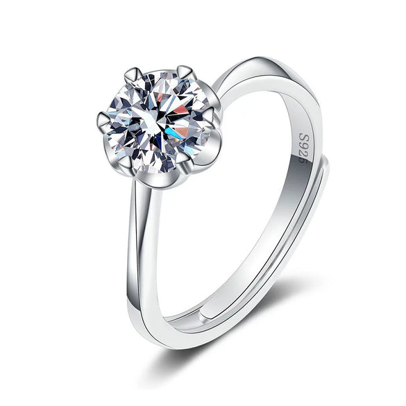 Wholesale Women's S925 Sterling Silver Geometric Petal Open Ring With Electroplating
