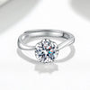 Wholesale Women's S925 Sterling Silver Geometric Petal Open Ring With Electroplating