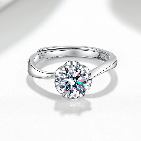 Wholesale Women's S925 Sterling Silver Geometric Petal Open Ring With Electroplating