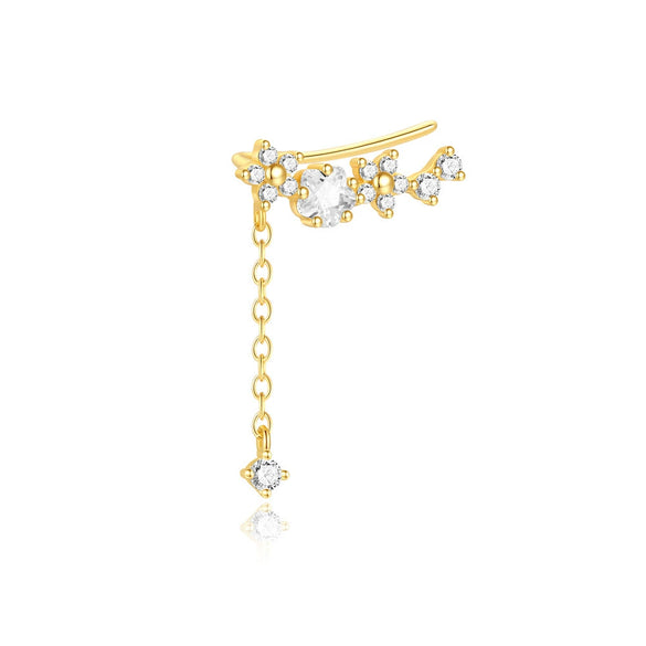 Wholesale Women's S925 Sterling Silver Geometric Petal Zircon Pendant Earrings With Electroplating And Simple Style