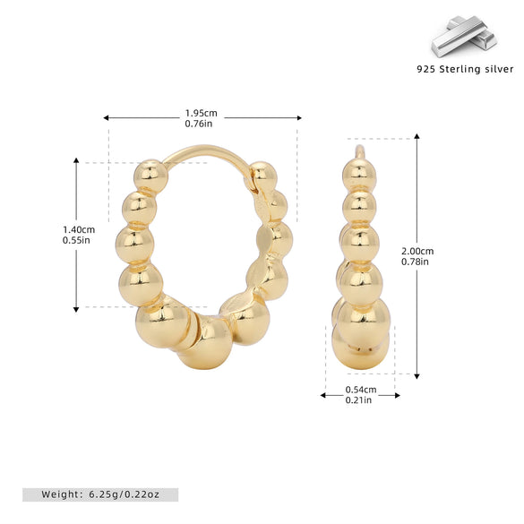 Wholesale Women's S925 Sterling Silver Geometric Plain Circle Ear Buckle With Electroplating