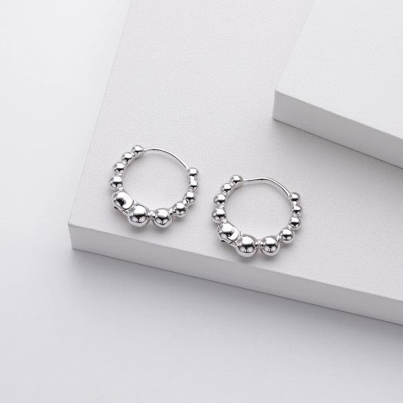 Wholesale Women's S925 Sterling Silver Geometric Plain Circle Ear Buckle With Electroplating