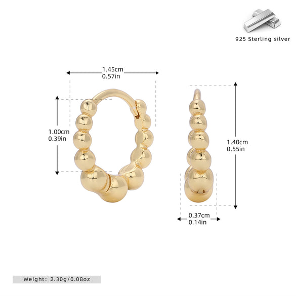 Wholesale Women's S925 Sterling Silver Geometric Plain Circle Ear Buckle With Electroplating
