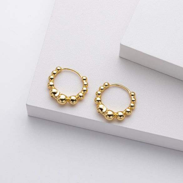 Wholesale Women's S925 Sterling Silver Geometric Plain Circle Ear Buckle With Electroplating