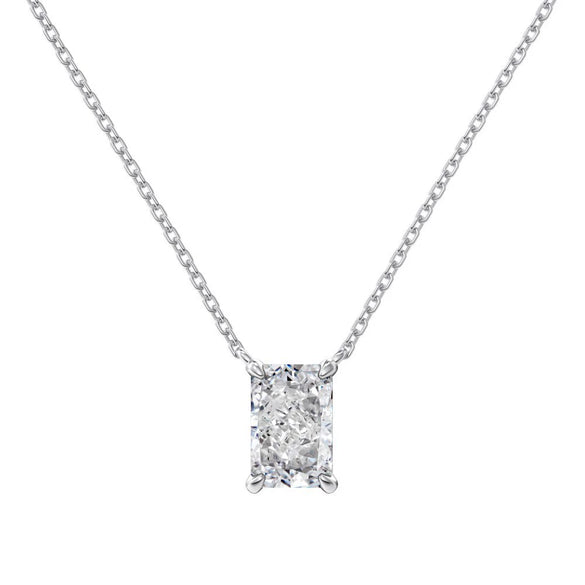 Wholesale Women's S925 Sterling Silver Geometric Rectangular Ice Flower Cut Zircon Clavicle Chain Necklace With Electroplating