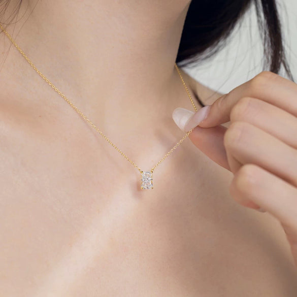 Wholesale Women's S925 Sterling Silver Geometric Rectangular Ice Flower Cut Zircon Clavicle Chain Necklace With Electroplating