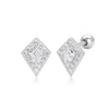 Wholesale Women's S925 Sterling Silver Geometric Rhombus Electroplated Threaded Pierced Twisted Bead Earrings