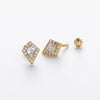 Wholesale Women's S925 Sterling Silver Geometric Rhombus Electroplated Threaded Pierced Twisted Bead Earrings