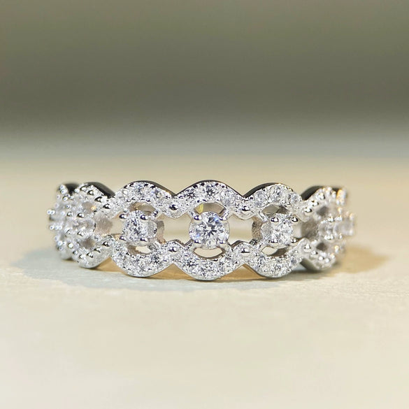 Wholesale Women's S925 Sterling Silver Geometric Ring With Electroplating