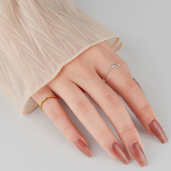 Wholesale Women's S925 Sterling Silver Geometric Ring With 18K Gold Vacuum Plating