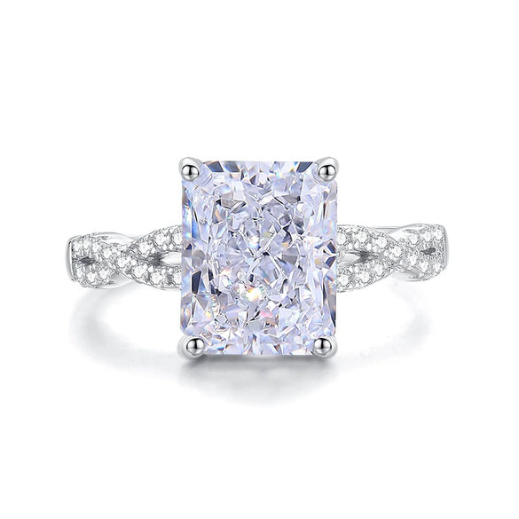 Wholesale Women's S925 Sterling Silver Geometric Ring With Pink Diamond And Zircon