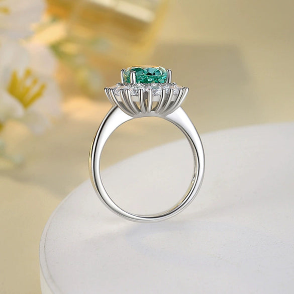 Wholesale Women's S925 Sterling Silver Geometric Ring With Simulation Gemstone And Diamond Design