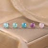 Wholesale Women's S925 Sterling Silver Geometric Rose Cutout Zircon Earrings Set With Zirconia