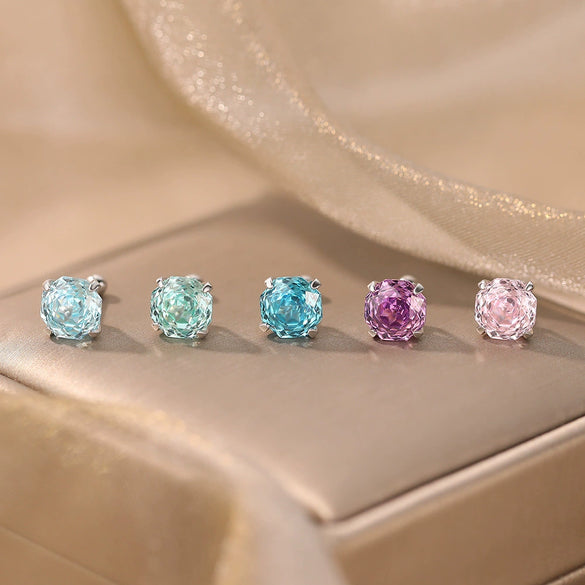 Wholesale Women's S925 Sterling Silver Geometric Rose Cutout Zircon Earrings Set With Zirconia