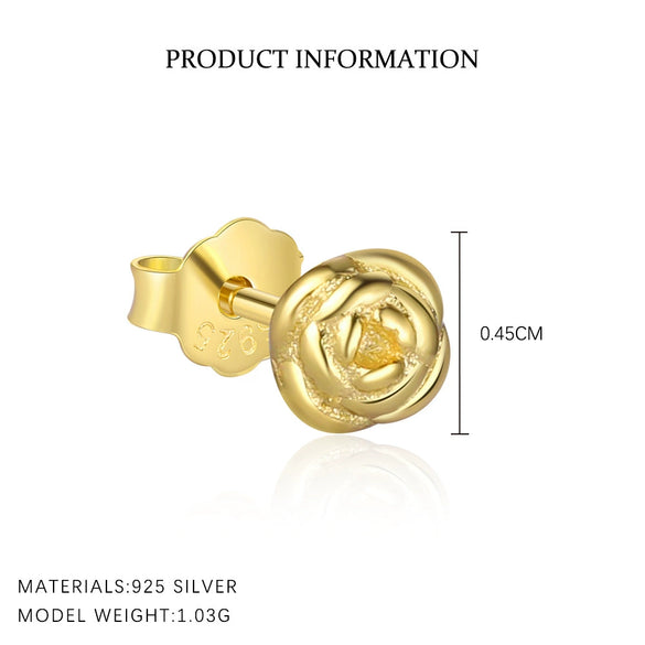 Wholesale Women's S925 Sterling Silver Geometric Rose Flower Earrings Minimalist Cold Style With Zirconia Treatment
