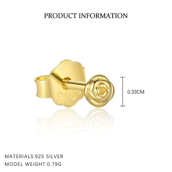 Wholesale Women's S925 Sterling Silver Geometric Rose Flower Earrings Minimalist Cold Style With Zirconia Treatment
