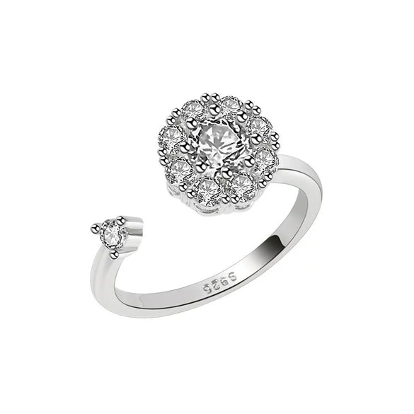 Wholesale Women's S925 Sterling Silver Geometric Rotating Ring With Micro Inlaid And Electroplating