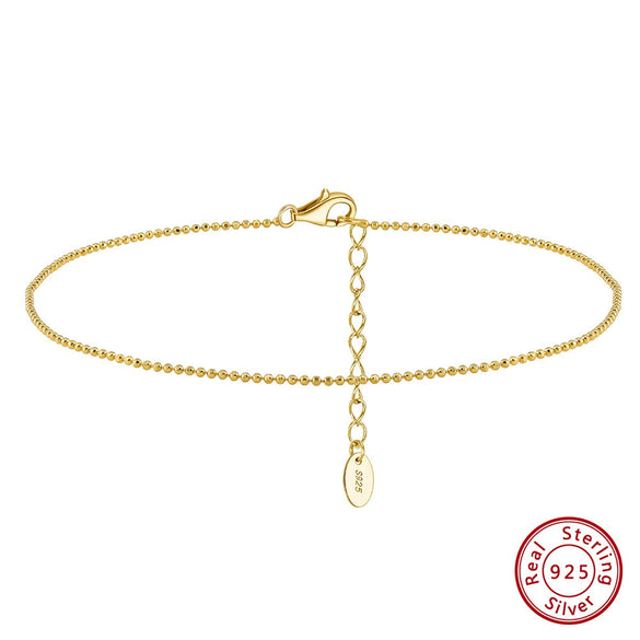 Wholesale Women's S925 Sterling Silver Geometric Round Bead Anklet