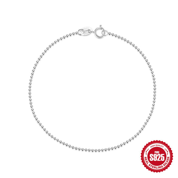 Wholesale Women's S925 Sterling Silver Geometric Round Beads Chain Bracelet With Electroplating