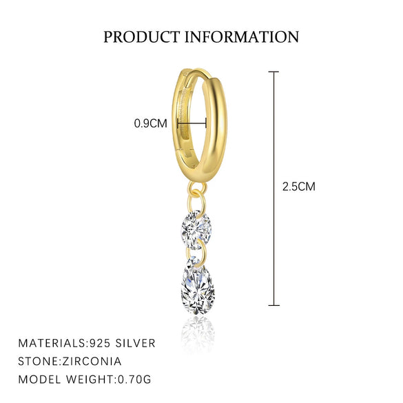 Wholesale Women's S925 Sterling Silver Geometric Round Zircon Earrings