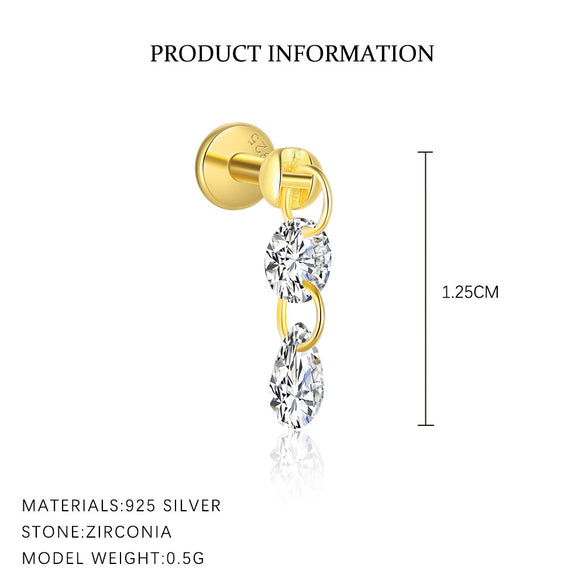 Wholesale Women's S925 Sterling Silver Geometric Round Zircon Earrings