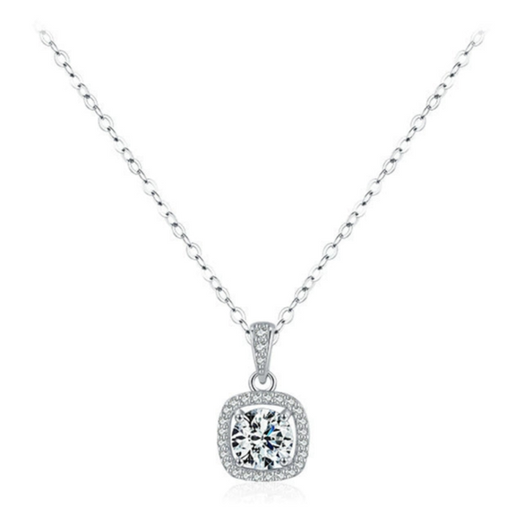 Wholesale Women's S925 Sterling Silver Geometric Round Zircon Inlaid Clavicle Necklace With Cross Chain