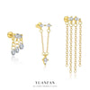 Wholesale Women's S925 Sterling Silver Geometric Round Zircon Tassel Earrings
