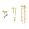 Wholesale Women's S925 Sterling Silver Geometric Round Zircon Tassel Earrings