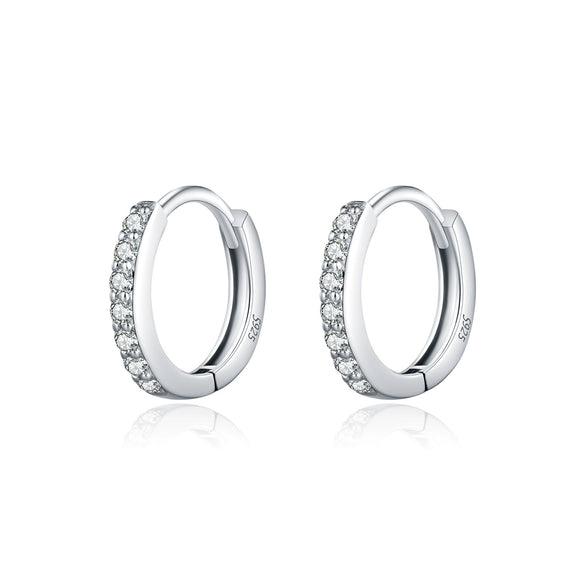Wholesale Women's S925 Sterling Silver Geometric Shining Rowing Diamond Ear Ring With High End Sense For Autumn And Winter