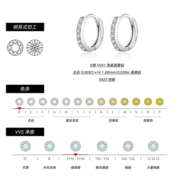 Wholesale Women's S925 Sterling Silver Geometric Shining Rowing Diamond Ear Ring With High End Sense For Autumn And Winter