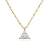 Wholesale Women's S925 Sterling Silver Geometric Single Diamond Triangle Pendant Necklace Plated With 14K Gold