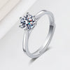 Wholesale Women's S925 Sterling Silver Geometric Sixclaw Moissanite Opening Adjustable Ring With Electroplating