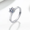 Wholesale Women's S925 Sterling Silver Geometric Sixclaw Moissanite Opening Adjustable Ring With Electroplating