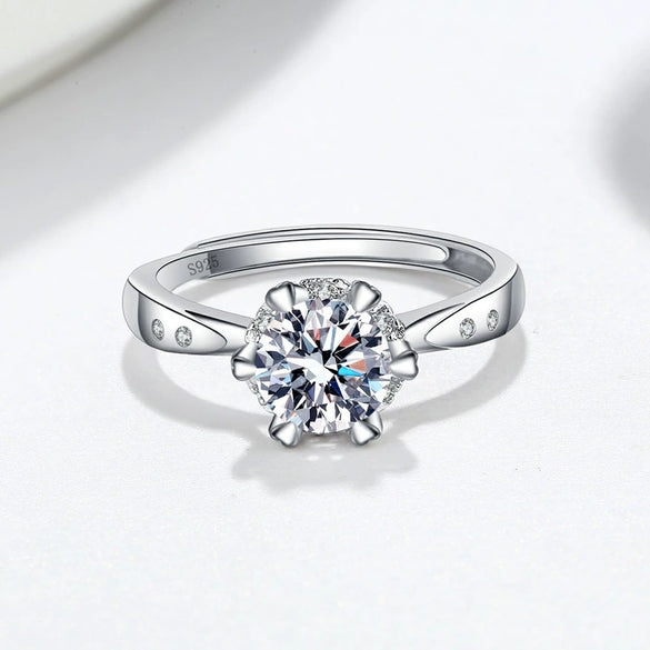 Wholesale Women's S925 Sterling Silver Geometric Sixclaw Ring Set With Zircon Electroplated Jewelry
