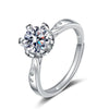 Wholesale Women's S925 Sterling Silver Geometric Sixclaw Ring Set With Zircon Electroplated Jewelry