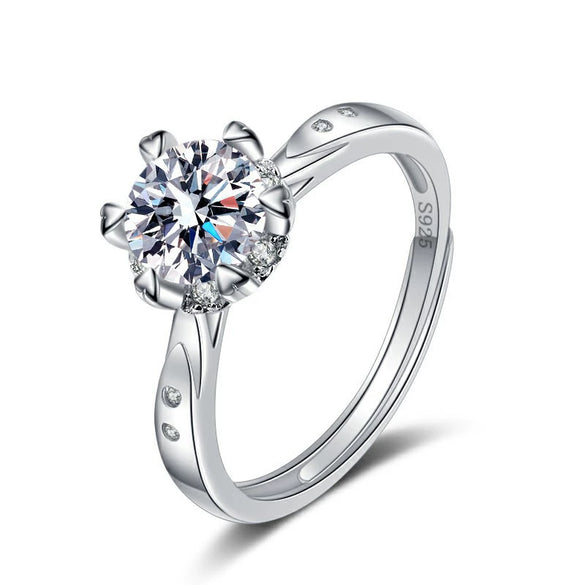 Wholesale Women's S925 Sterling Silver Geometric Sixclaw Ring Set With Zircon Electroplated Jewelry