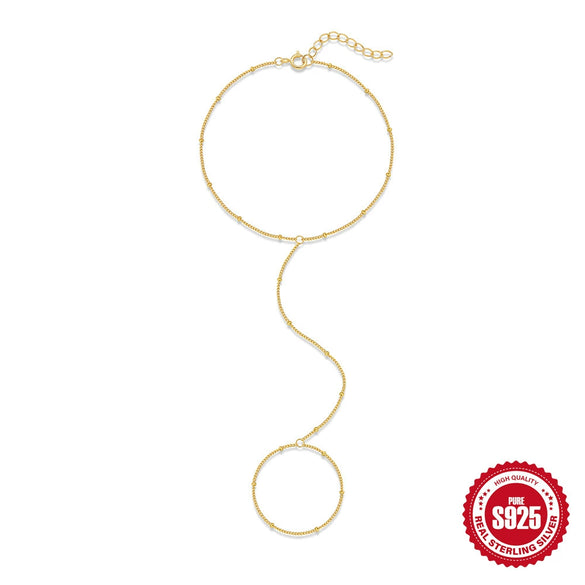 Wholesale Women's S925 Sterling Silver Geometric Small Gold Bead Toe Chain Anklet Normcore Ins Design Foot Jewelry