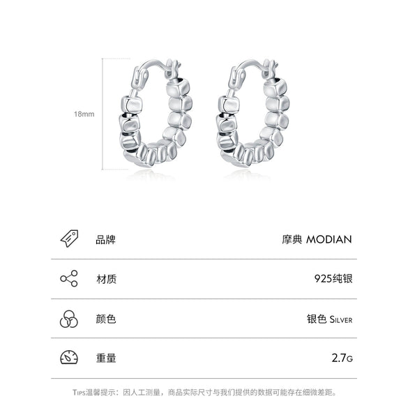 Wholesale Women's S925 Sterling Silver Geometric Small Square Niche Design Earrings With Electroplating