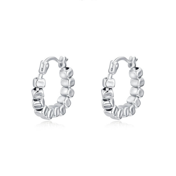 Wholesale Women's S925 Sterling Silver Geometric Small Square Niche Design Earrings With Electroplating