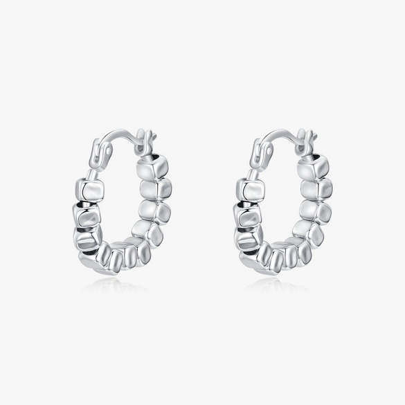 Wholesale Women's S925 Sterling Silver Geometric Small Square Niche Design Earrings With Electroplating