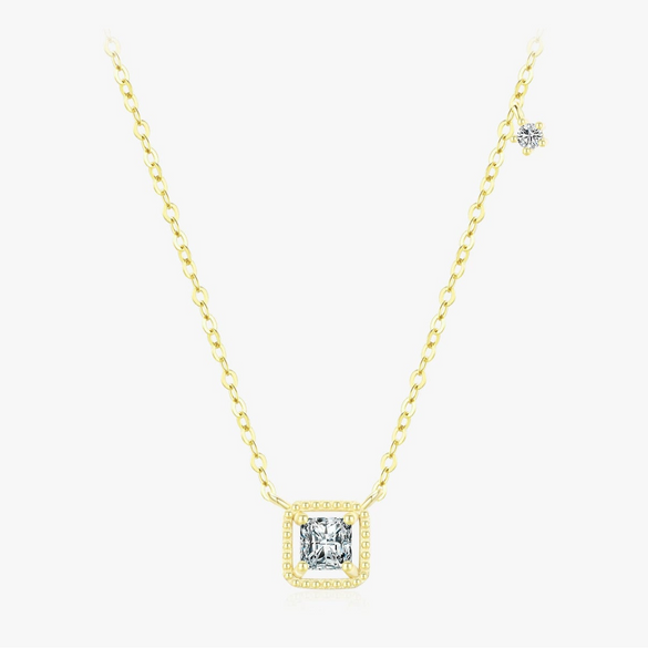 Wholesale Women's S925 Sterling Silver Geometric Small Square Sugar Pendant Clavicle Chain Necklace With Niche Design And Diamond Treatment