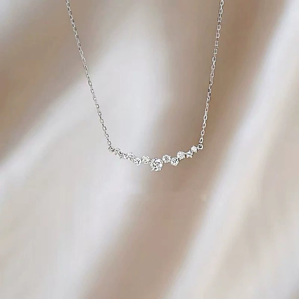 Wholesale Women's S925 Sterling Silver Geometric Smile Pendant Necklace With Zircon And Diamonds O Word Chain