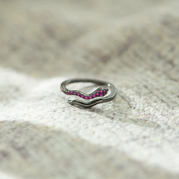 Wholesale Women's S925 Sterling Silver Geometric Snakeshaped Adjustable Ring Electroplated