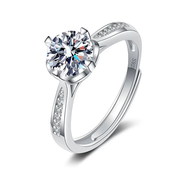 Wholesale Women's S925 Sterling Silver Geometric Snowflake Moissanite Ring With Electroplating And Sixclaw Setting