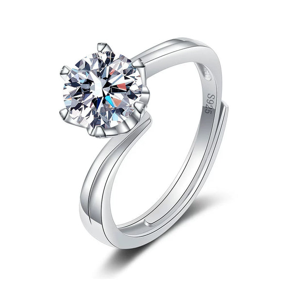 Wholesale Women's S925 Sterling Silver Geometric Snowflake Moissanite Ring With Electroplating